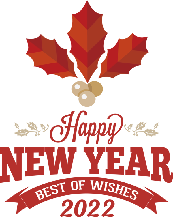 Transparent New Year Logo Tree Leaf for Happy New Year 2022 for New Year