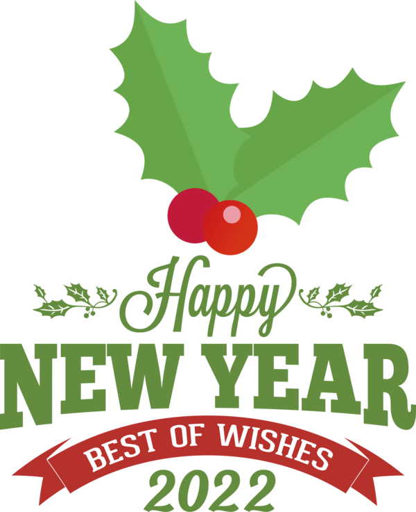 Transparent New Year Logo Natural food Leaf for Happy New Year 2022 for New Year