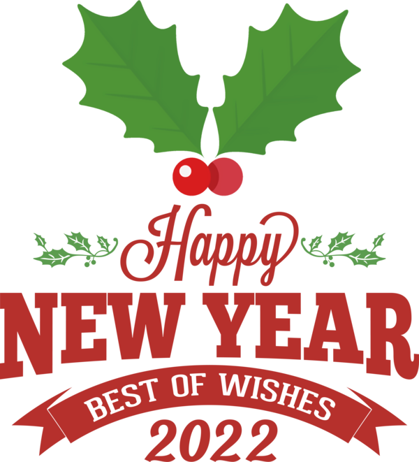 Transparent New Year Stickers Season greetings Logo Leaf for Happy New Year 2022 for New Year