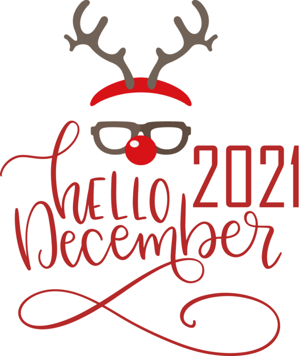 Transparent christmas Reindeer Line Happiness for Hello December for Christmas