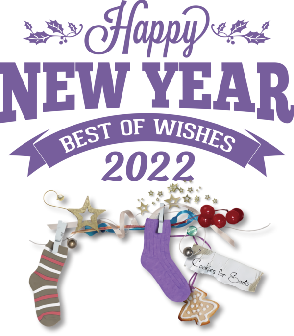 Transparent New Year Survival kit Font Purple for Happy New Year 2022 for New Year