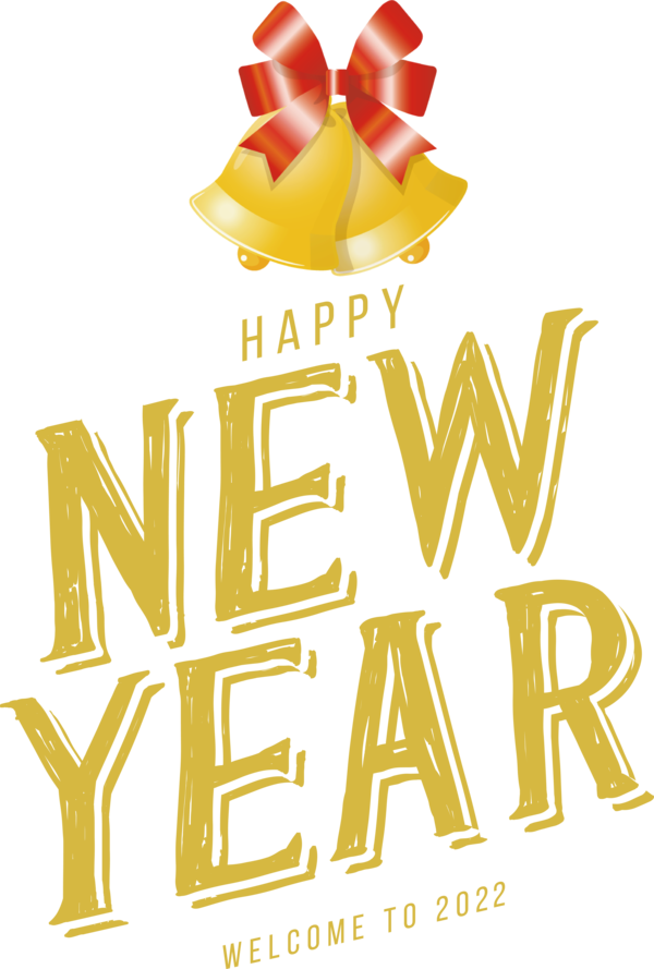 Transparent New Year Logo Line Yellow for Happy New Year 2022 for New Year