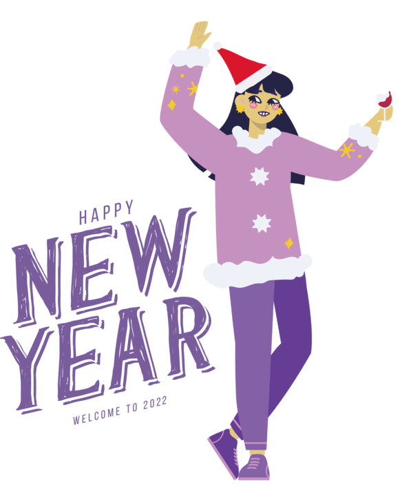 Transparent New Year Human Logo Cartoon for Happy New Year 2022 for New Year