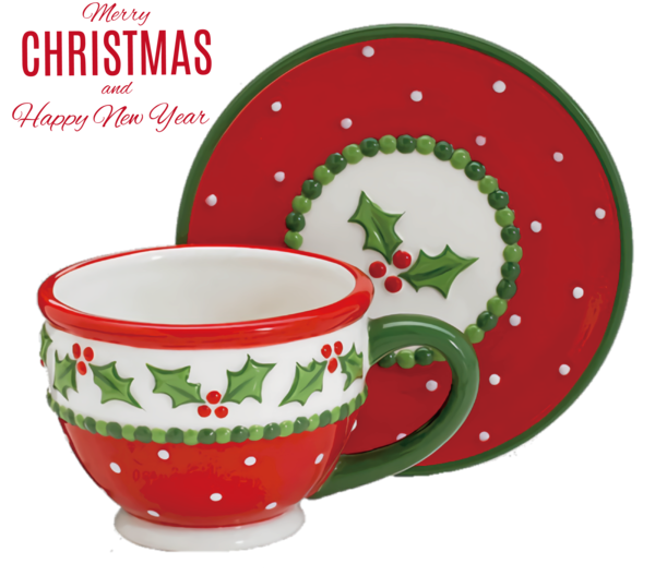 Transparent Christmas Teacup Drawing Dinnerware for Merry Christmas for Christmas