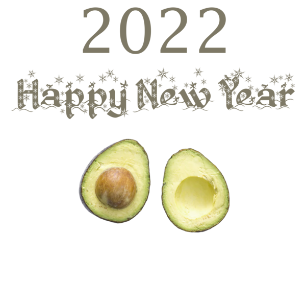 Transparent New Year Avocado Superfood Font for Happy New Year 2022 for New Year