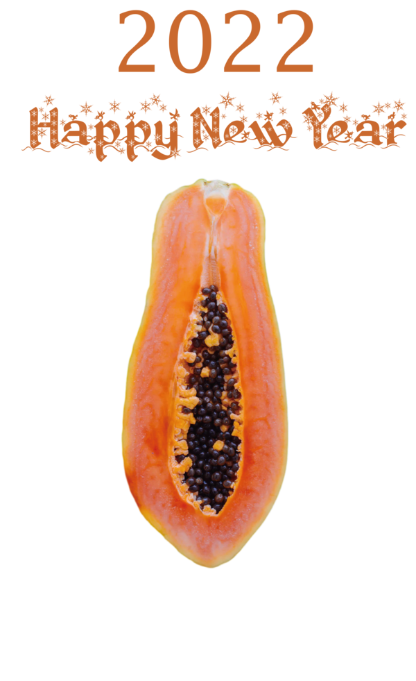 Transparent New Year Winter squash Papaya Superfood for Happy New Year 2022 for New Year