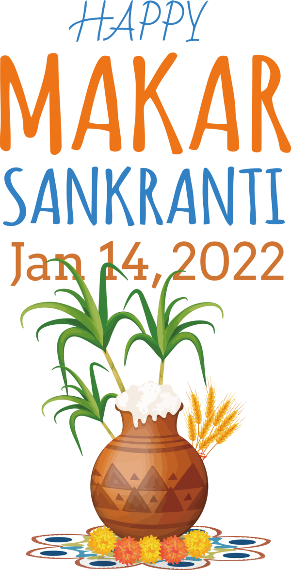 Transparent Makar Sankranti Flower Flowerpot Line for Happy Makar Sankranti for Makar Sankranti