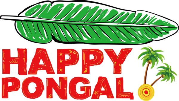 Transparent Pongal Leaf Logo Green for Thai Pongal for Pongal