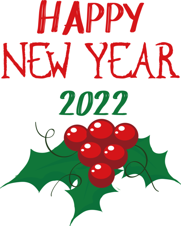 Transparent New Year Holly Aquifoliales for Happy New Year 2022 for New Year