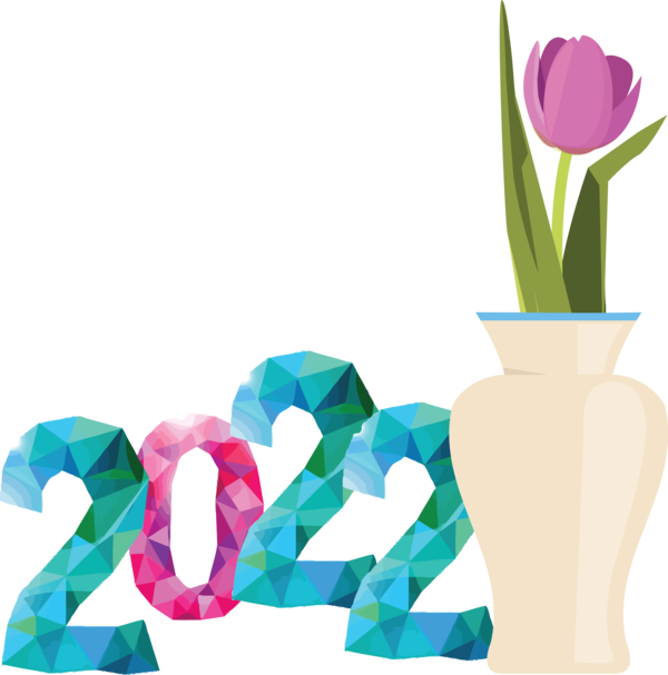 Transparent New Year Floral design Flower Cut flowers for Happy New Year 2022 for New Year