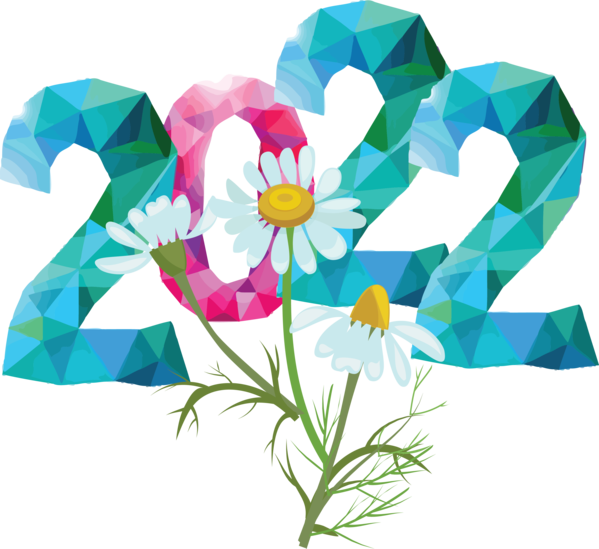 Transparent New Year Flower Floral design Cut flowers for Happy New Year 2022 for New Year