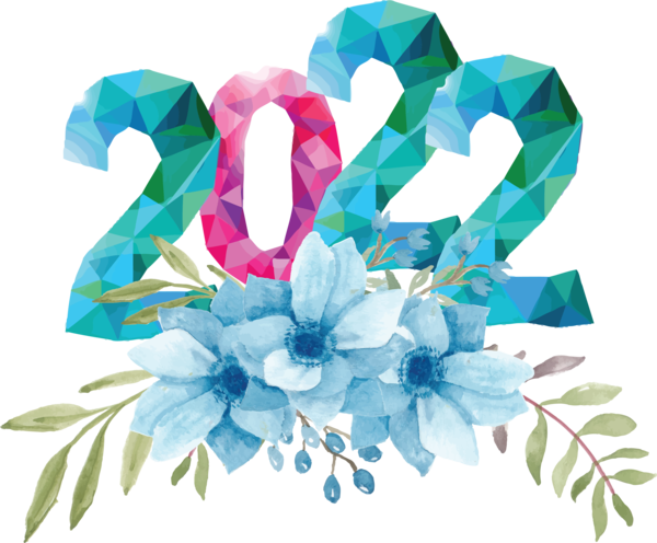 Transparent New Year Leaf Floral design Design for Happy New Year 2022 for New Year