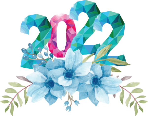Transparent New Year Design Floral design Flower for Happy New Year 2022 for New Year