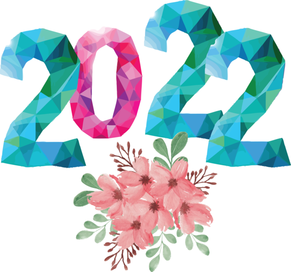 Transparent New Year Leaf Font Petal for Happy New Year 2022 for New Year