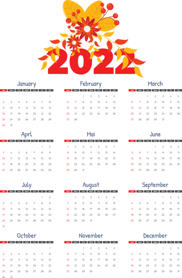 Transparent New Year calendar Font Line for Printable 2022 Calendar for New Year