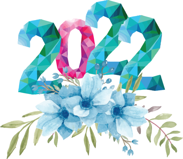Transparent New Year Leaf Floral design for Happy New Year 2022 for New Year