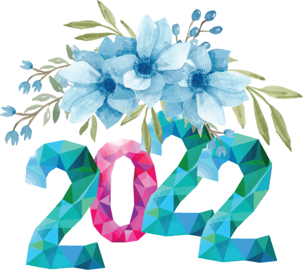 Transparent New Year Flower Vector Colorful abstract geometric for Happy New Year 2022 for New Year