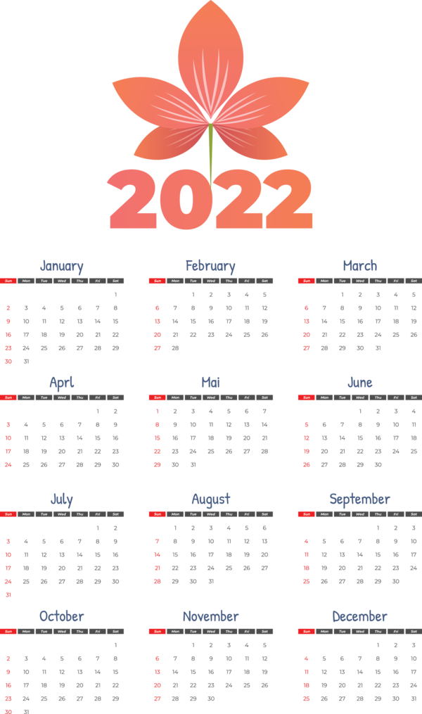 Transparent New Year Line calendar Font for Printable 2022 Calendar for New Year