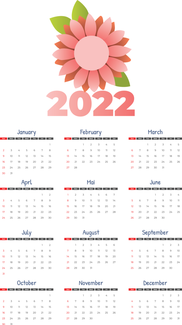 Transparent New Year calendar Flower Meter for Printable 2022 Calendar for New Year