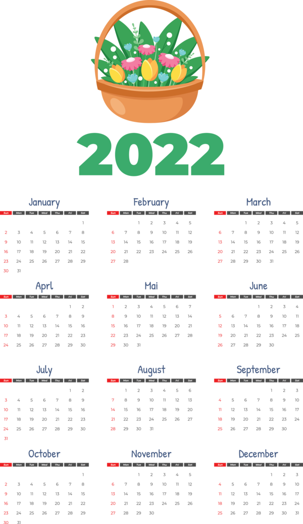 Transparent New Year Design Line calendar for Printable 2022 Calendar for New Year