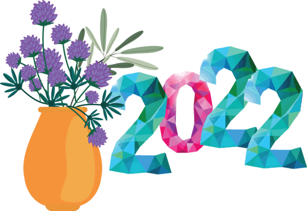 Transparent New Year Floral design Flower Design for Happy New Year 2022 for New Year