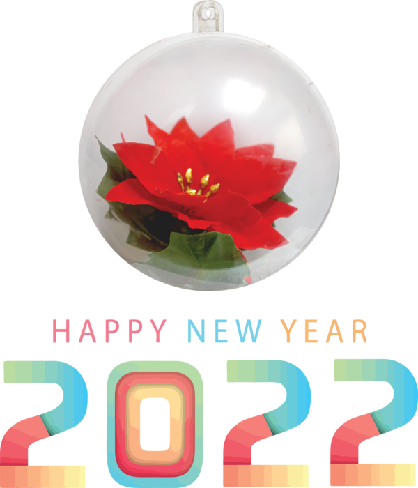 Transparent New Year Bauble Flower Design for Happy New Year 2022 for New Year