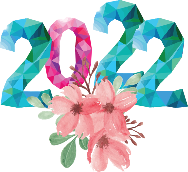 Transparent New Year Cut flowers Leaf Floral design for Happy New Year 2022 for New Year