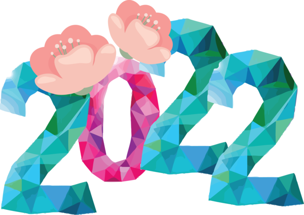 Transparent New Year Flower Floral design Cut flowers for Happy New Year 2022 for New Year