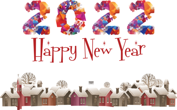 Transparent New Year Design Font Petal for Happy New Year 2022 for New Year