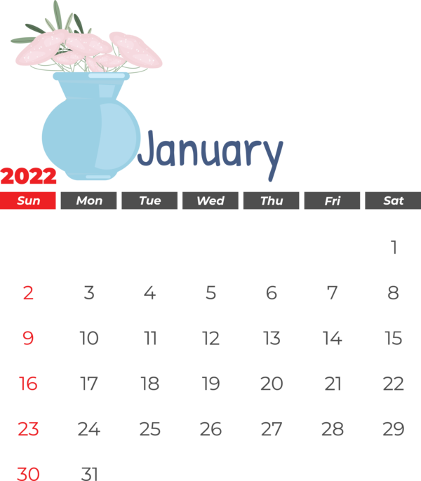 Transparent New Year calendar Drawing Design for Printable 2022 Calendar for New Year
