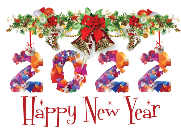 Transparent New Year Christmas decoration Font Flower for Happy New Year 2022 for New Year