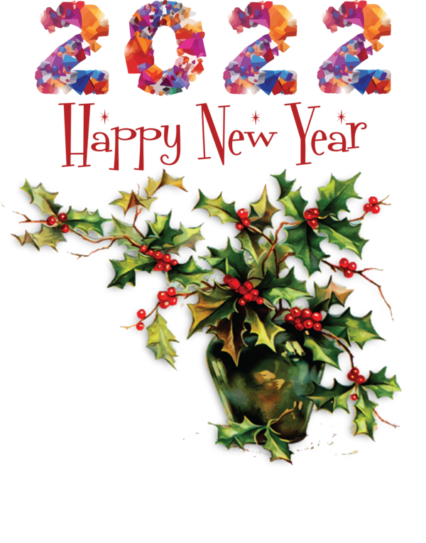 Transparent New Year Common holly Mistletoe Viscum album for Happy New Year 2022 for New Year