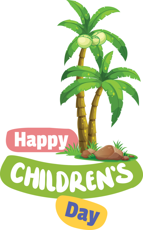 Transparent International Children's Day Palm trees Coconut Drawing for Children's Day for International Childrens Day