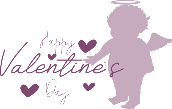Transparent Valentine's Day Logo Pink M Character for Cupid for Valentines Day