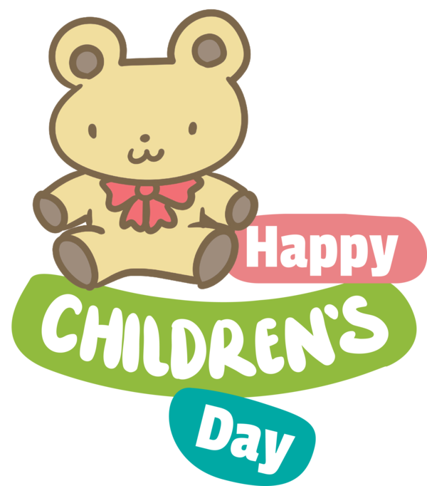 Transparent International Children's Day Teddy bear Logo Cartoon for Children's Day for International Childrens Day