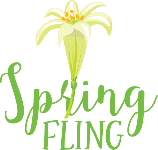 Transparent Easter Flower Logo Plant stem for Hello Spring for Easter