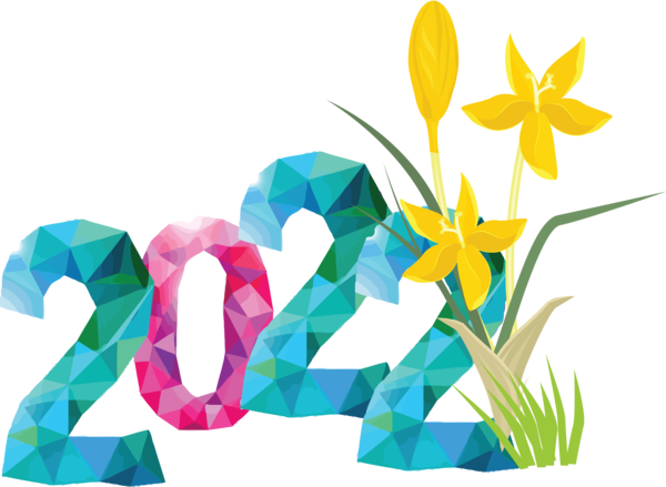 Transparent New Year Flower Design Painting for Happy New Year 2022 for New Year