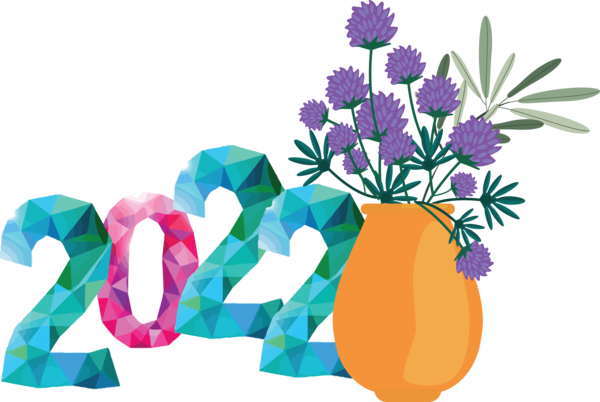 Transparent New Year Flower Design Floral design for Happy New Year 2022 for New Year