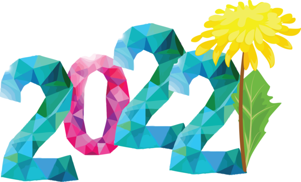 Transparent New Year Flower Floral design Design for Happy New Year 2022 for New Year