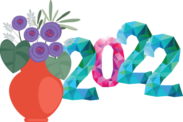 Transparent New Year Leaf Floral design Design for Happy New Year 2022 for New Year