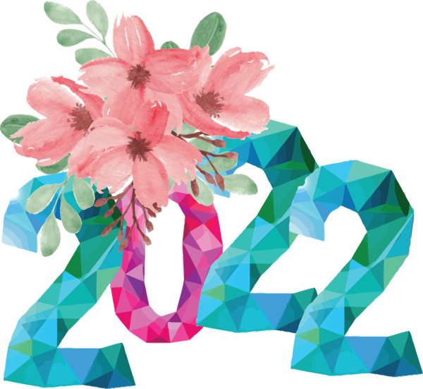 Transparent New Year Flower Design Drawing for Happy New Year 2022 for New Year