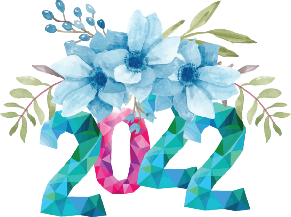 Transparent New Year Floral design Flower Flower bouquet for Happy New Year 2022 for New Year