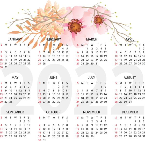 Transparent New Year calendar Design Line for Printable 2022 Calendar for New Year