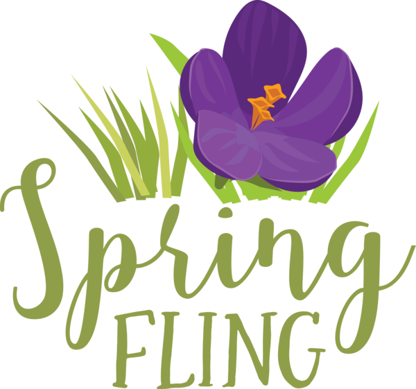 Transparent easter Floral design Logo Crocus for Hello Spring for Easter