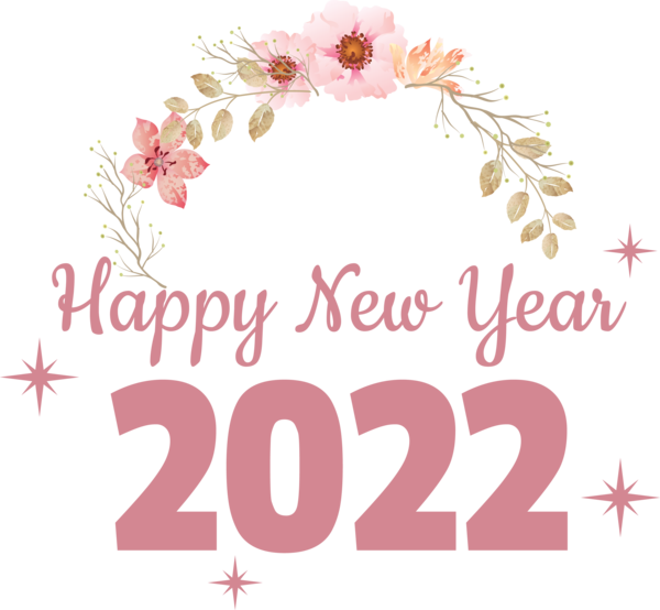 Transparent New Year Floral design Cut flowers Greeting Card for Happy New Year 2022 for New Year