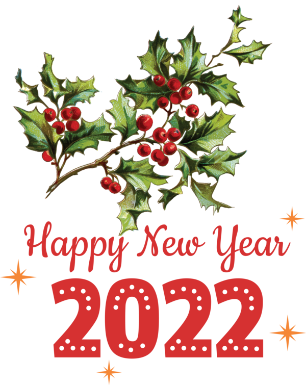 Transparent New Year Painting Common holly Design for Happy New Year 2022 for New Year