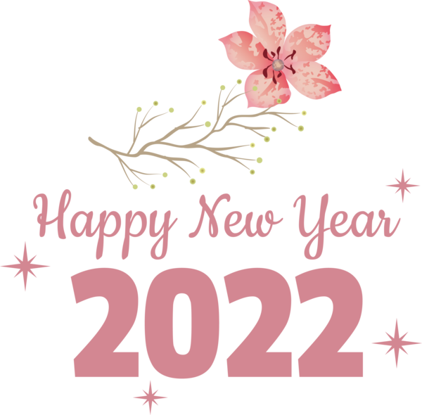 Transparent New Year Floral design Greeting Card Cut flowers for Happy New Year 2022 for New Year
