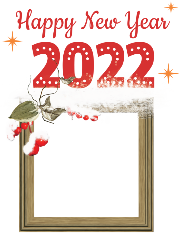 Transparent New Year Line Font Picture Frame for Happy New Year 2022 for New Year