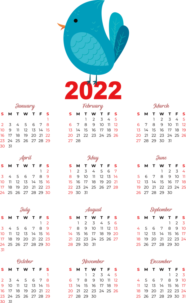 Transparent New Year calendar Line Design for Printable 2022 Calendar for New Year
