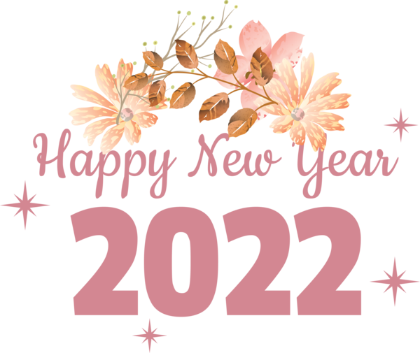 Transparent New Year Floral design Design Petal for Happy New Year 2022 for New Year